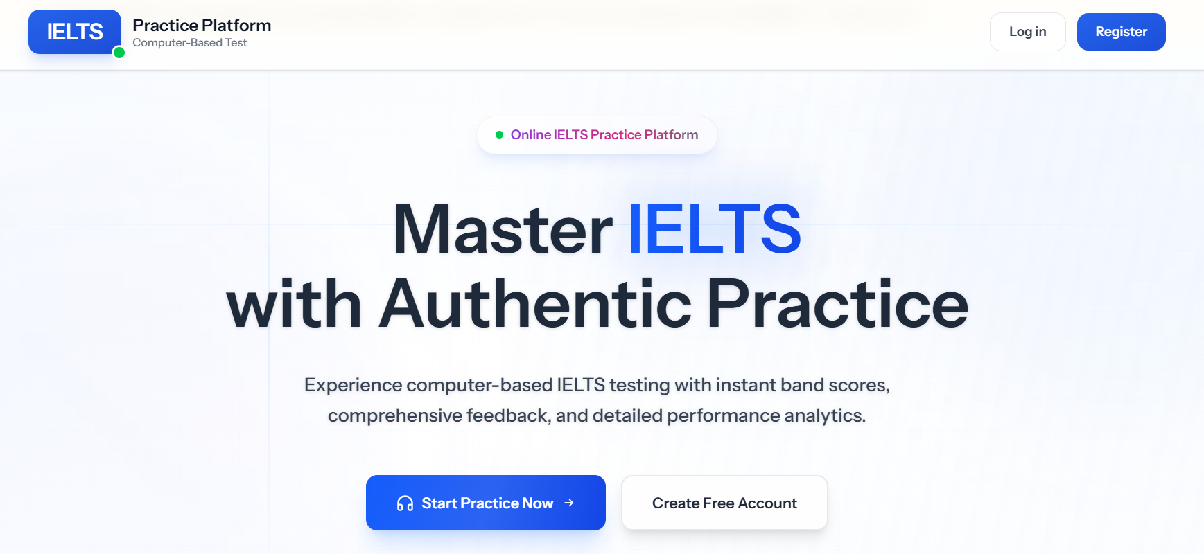 IELTS Practice Test Platform screenshot