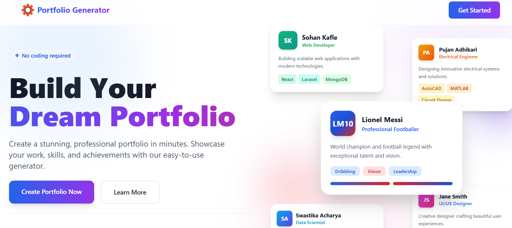 Portfolio Generator project screenshot